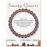 Smokey Quartz Gemstone Stretchy 8mm Ball Bracelet With Message Card (55mm)